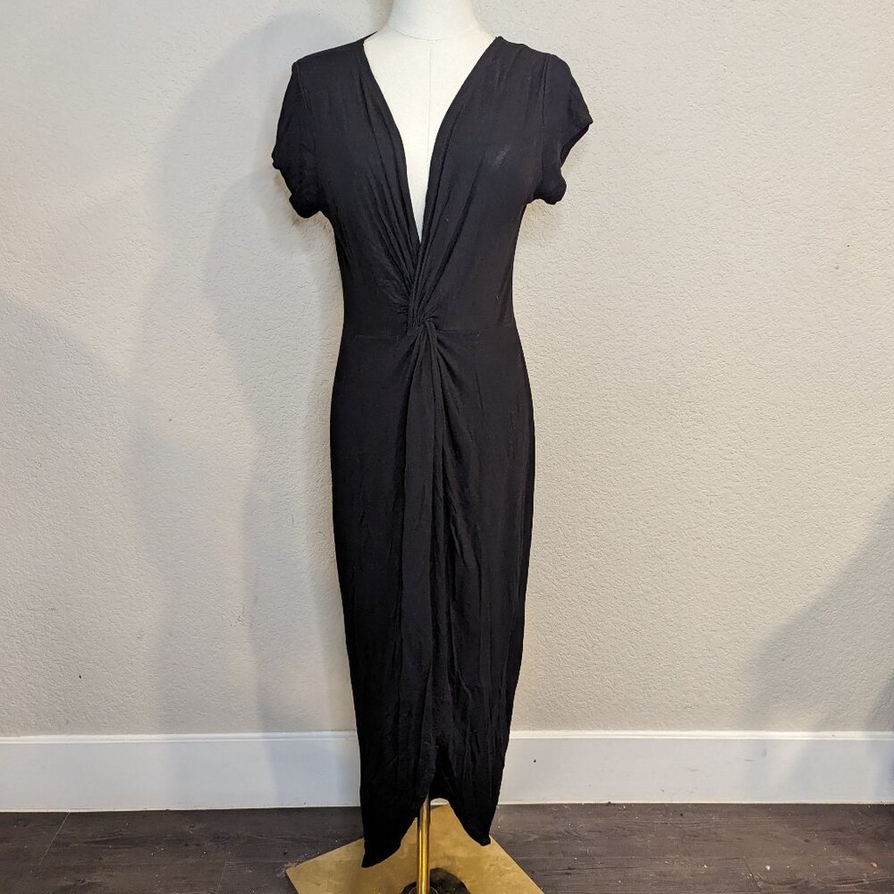 Rolla Coster Black Twist Open Front Maxi Dress | Sz L